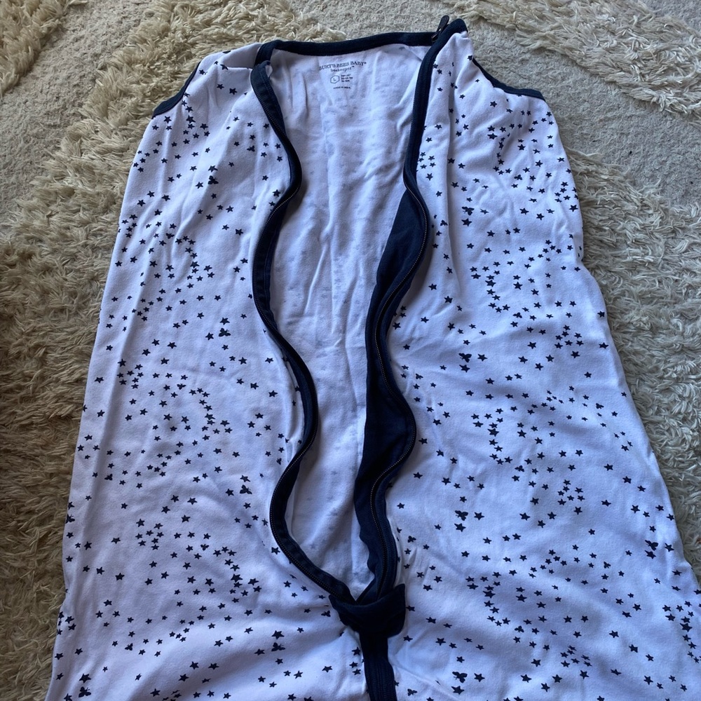 Burt's Bees Baby White and Black Starry Sleep Sack- L